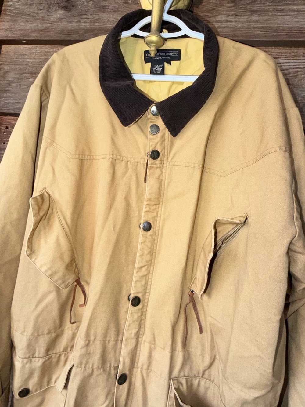 J. Peterman company  Men’s Tan Canvas Field Jacket with Brown Corduroy Collar
